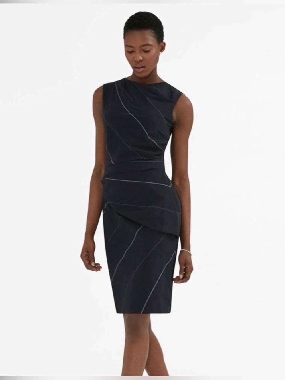 MM Lafleur Navy and White Knee-Length Dress